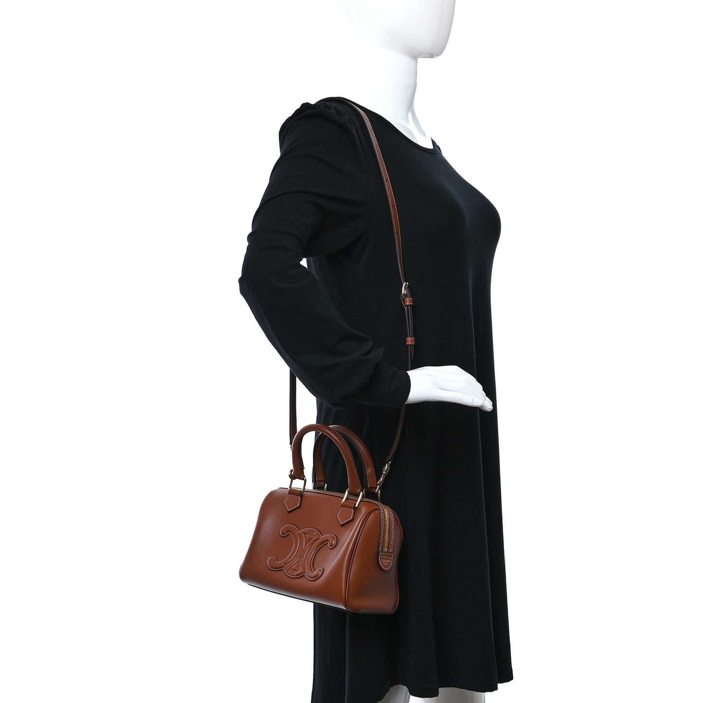 Smooth Calfskin Triomphe Small Boston Bag Tan