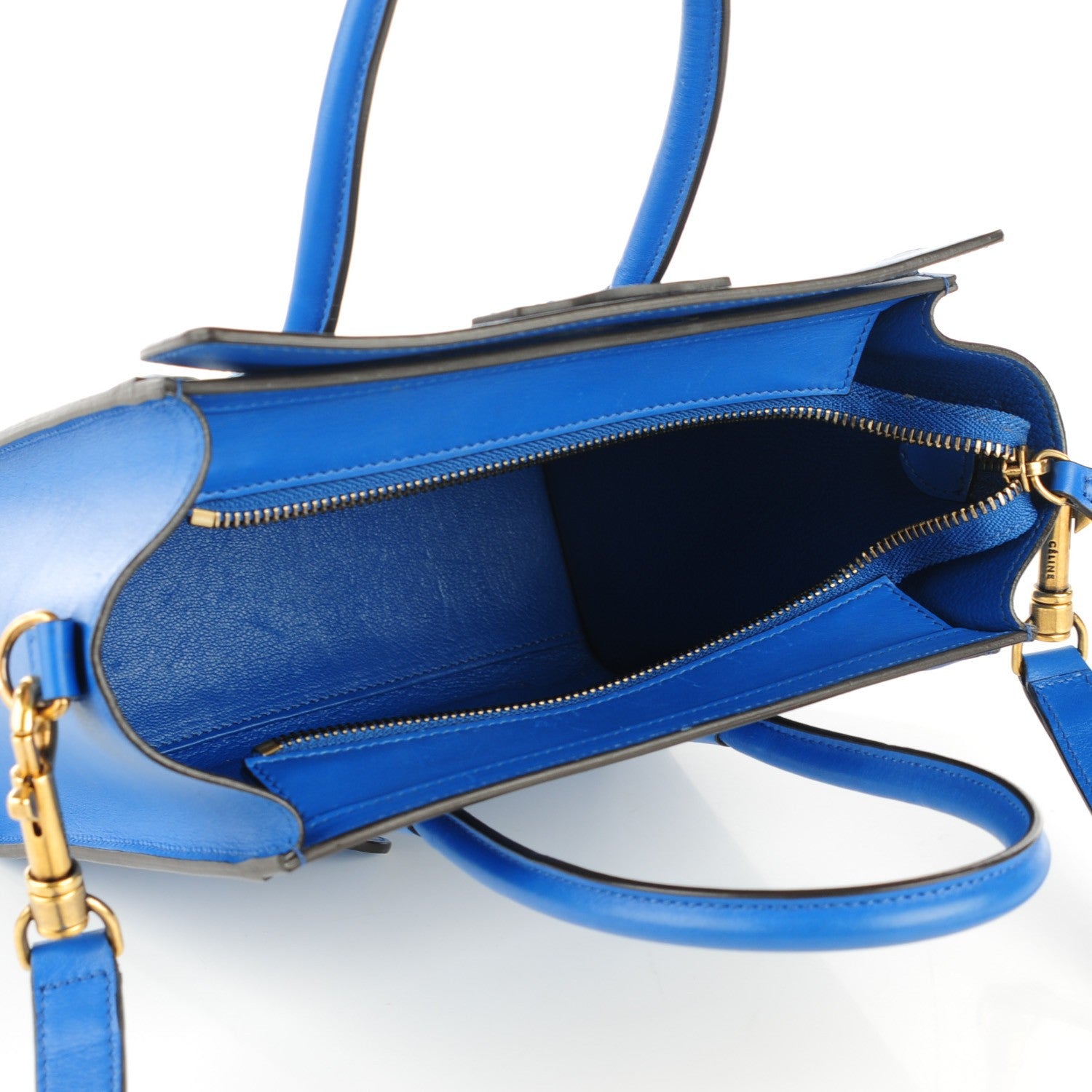 Celine Palmelato Calfskin Nano Luggage Electric Blue 5 of 9