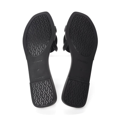 Hermes Rubber Aloha Sandals 38 Black 5 of 9