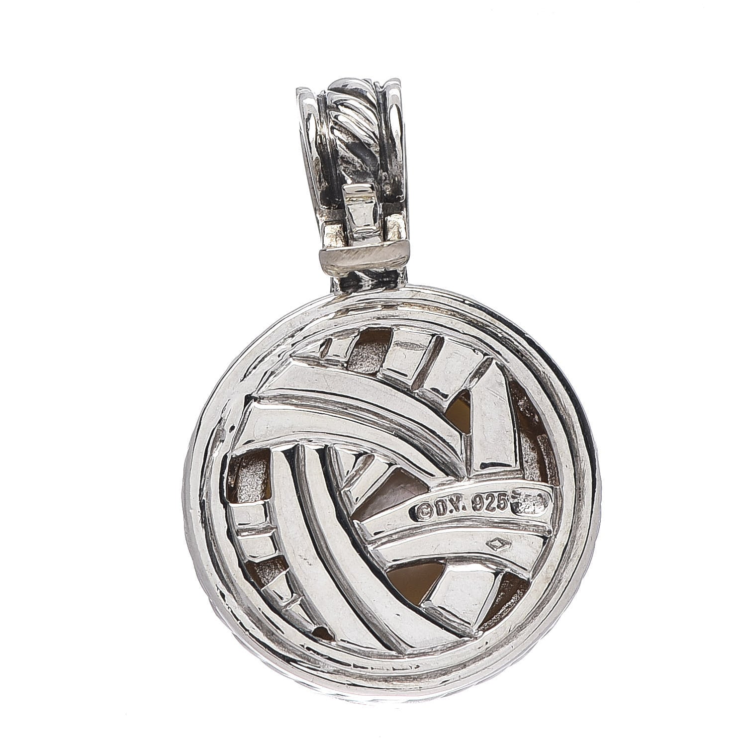 David Yurman Sterling Silver Diamond Pearl 14mm Cerise Enhancer Pendant 3 of 3