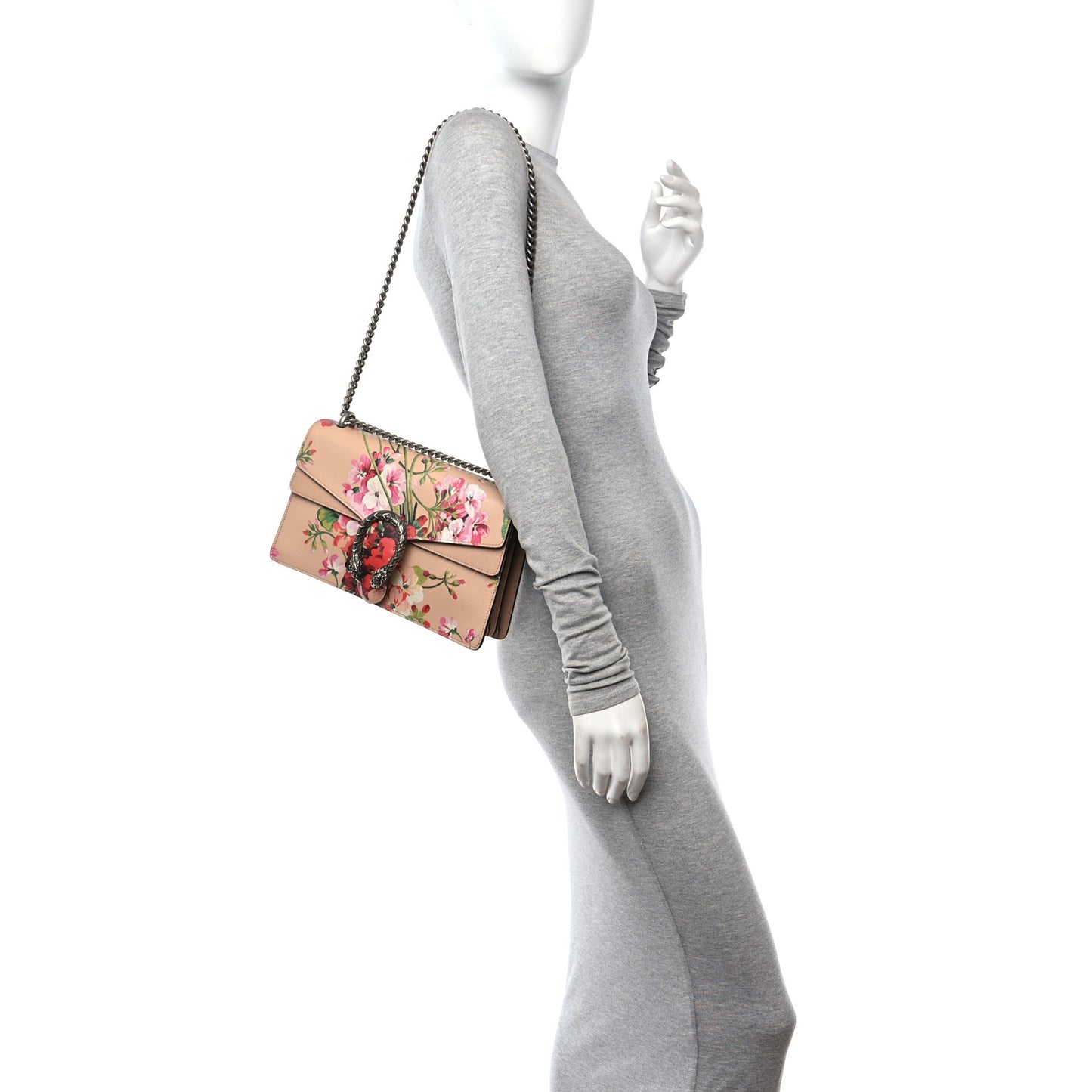 Calfskin Blooms Print Small Dionysus Shoulder Bag Pink Apricot Multicolor