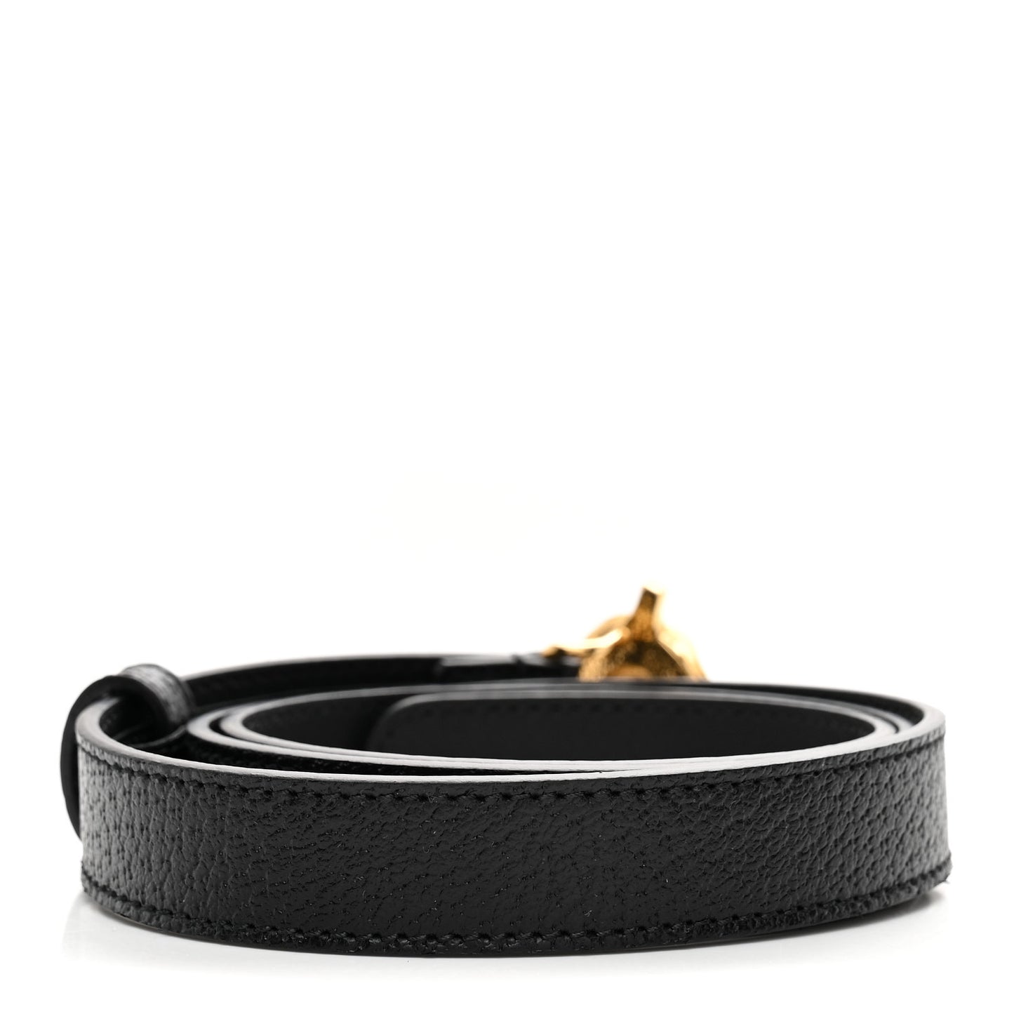 Calfskin Strawberry Buckle Thin Belt  80 32 Black