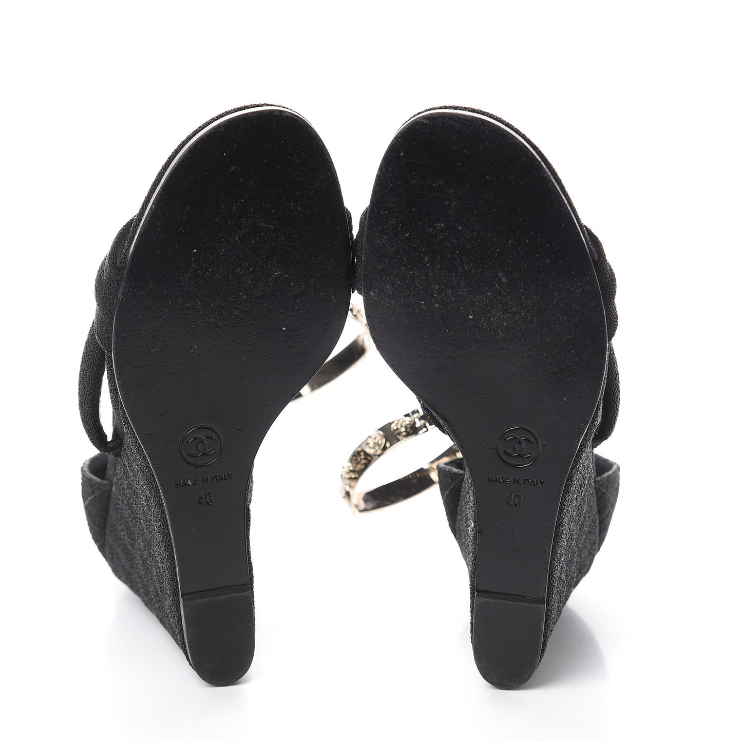 Fantasy Fabric Charms Wedge Sandals 40 Black