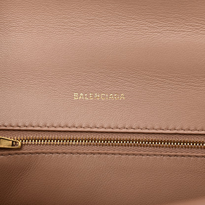 Balenciaga Shiny Calfskin Crocodile Embossed Small Hourglass Top Handle Bag Nude Beige 6 of 13