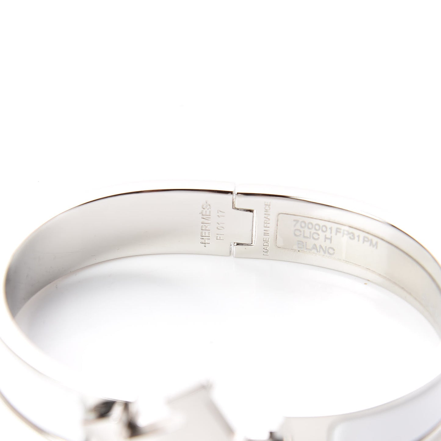 Enamel Narrow Clic Clac H Bracelet PM White