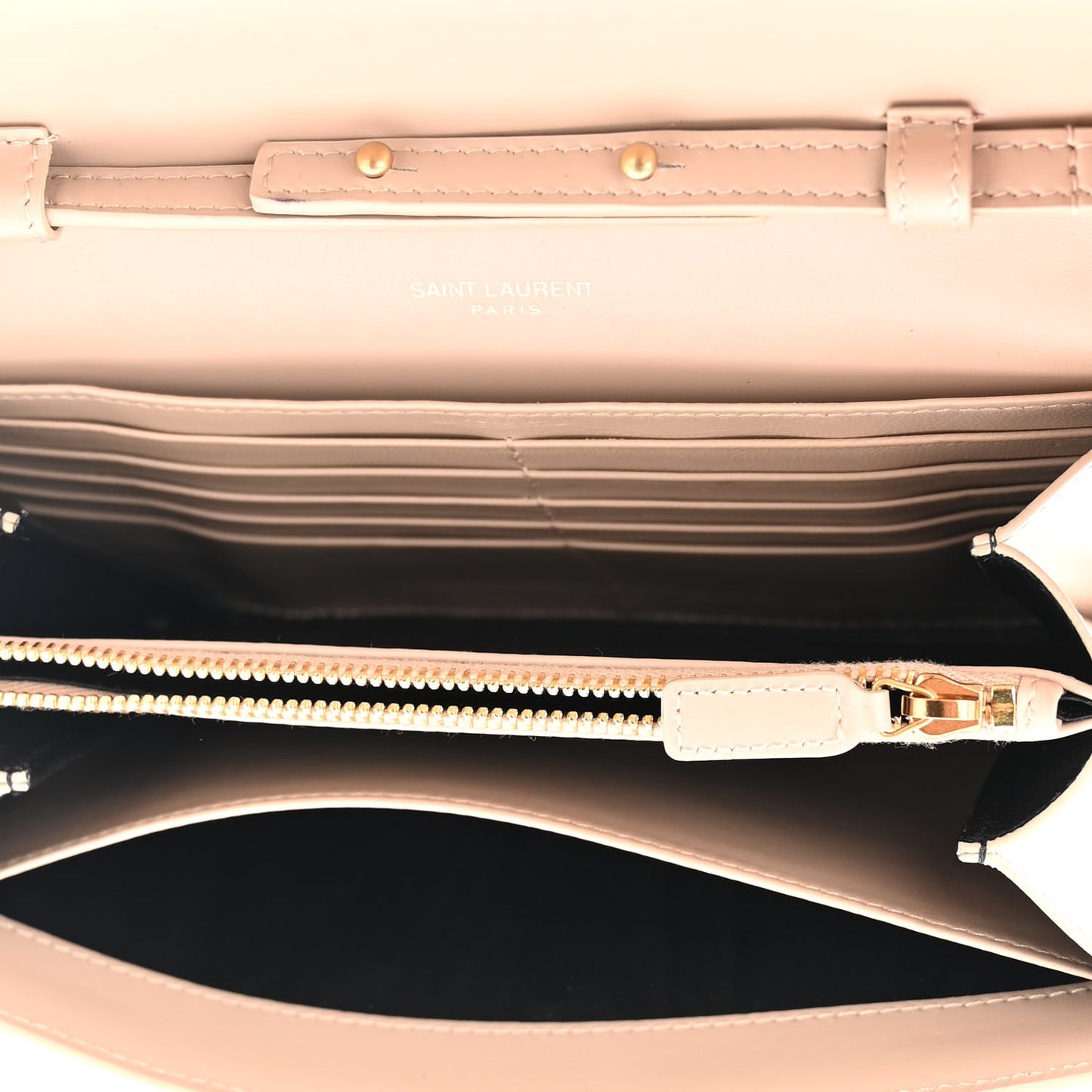 Glossy Calfskin Monogram Chain Wallet Dark Beige