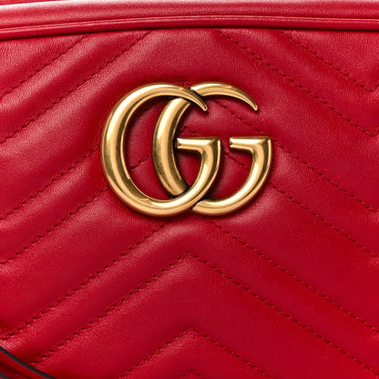 Gucci Calfskin Matelasse Small GG Marmont Chain Shoulder Bag Hibiscus Red 9 of 11