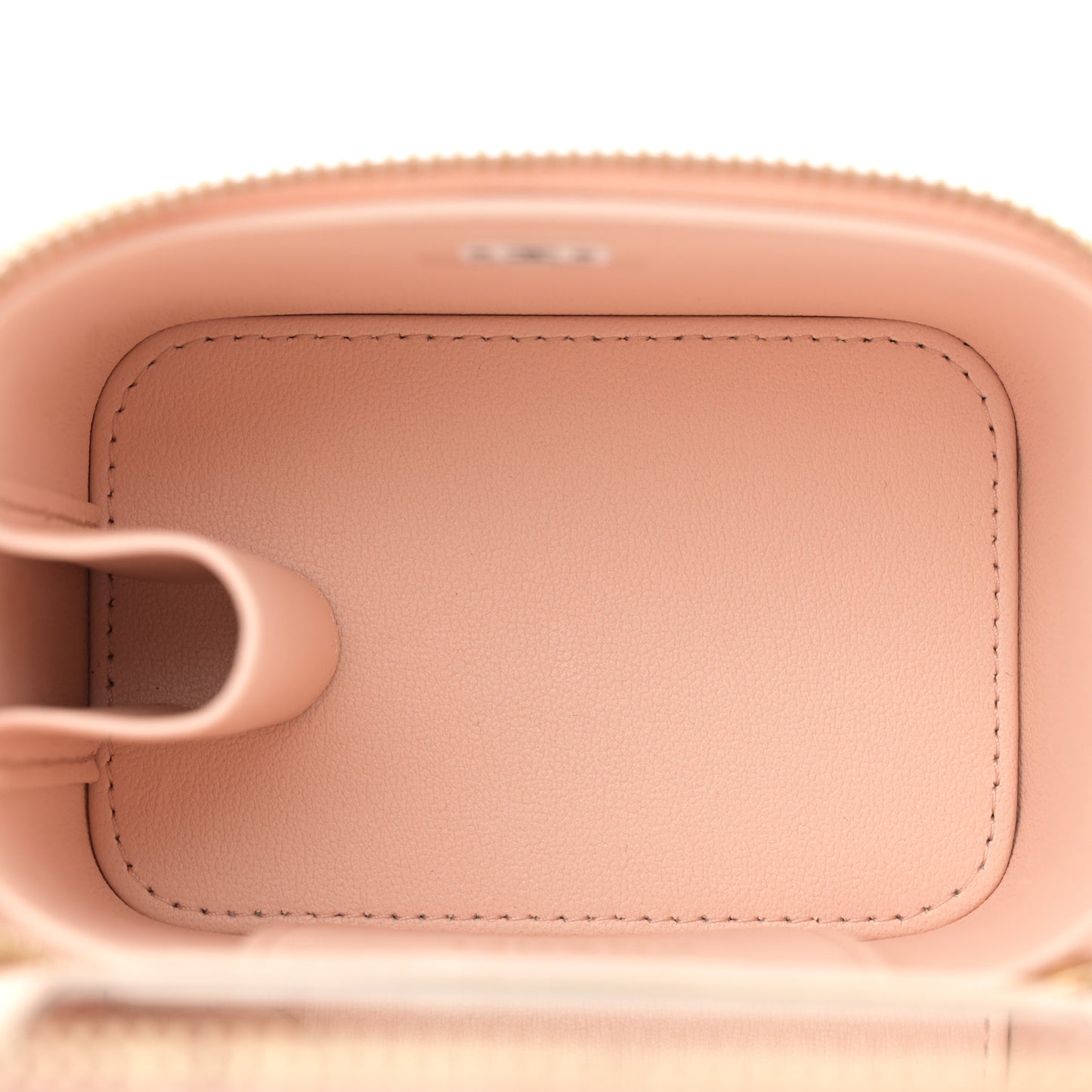 Lambskin Quilted Mini Sweet Camellia Vanity Case With Chain Beige