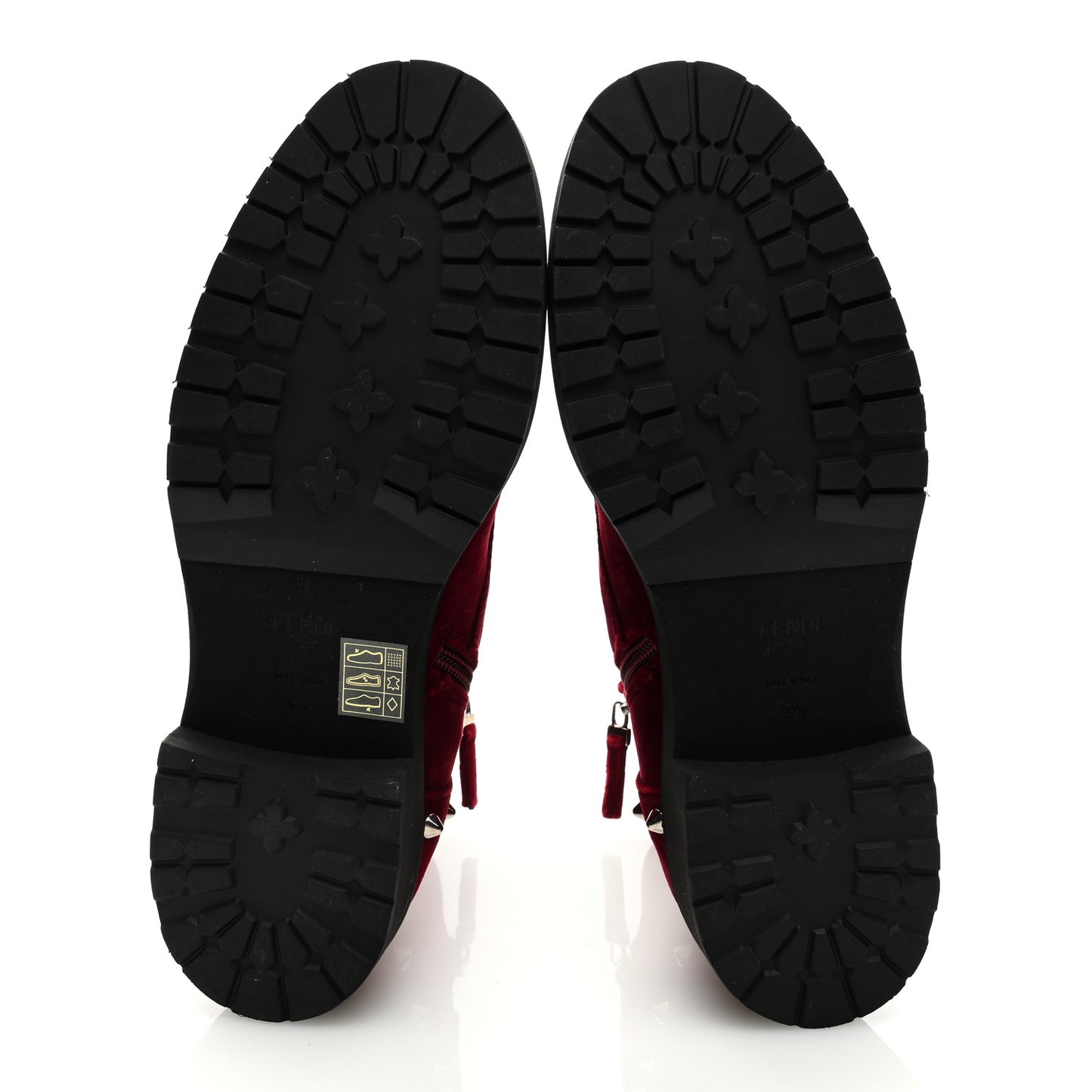 Velvet Studded FF Combat Boots 39.5 Bordeaux
