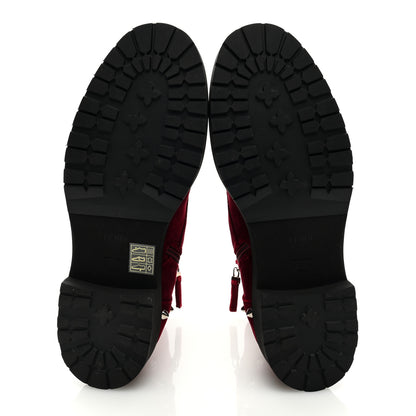 Fendi Velvet Studded FF Combat Boots 39.5 Bordeaux 5 of 7