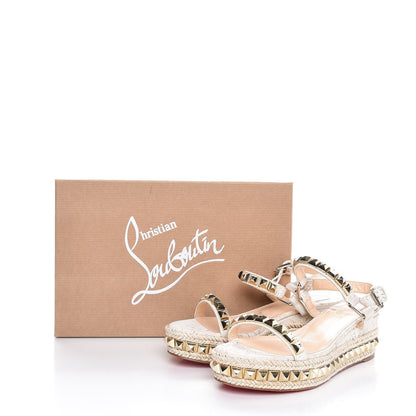 Christian Louboutin Cork Cataclou 60 Platform Sandals 36 Light Gold White 8 of 8