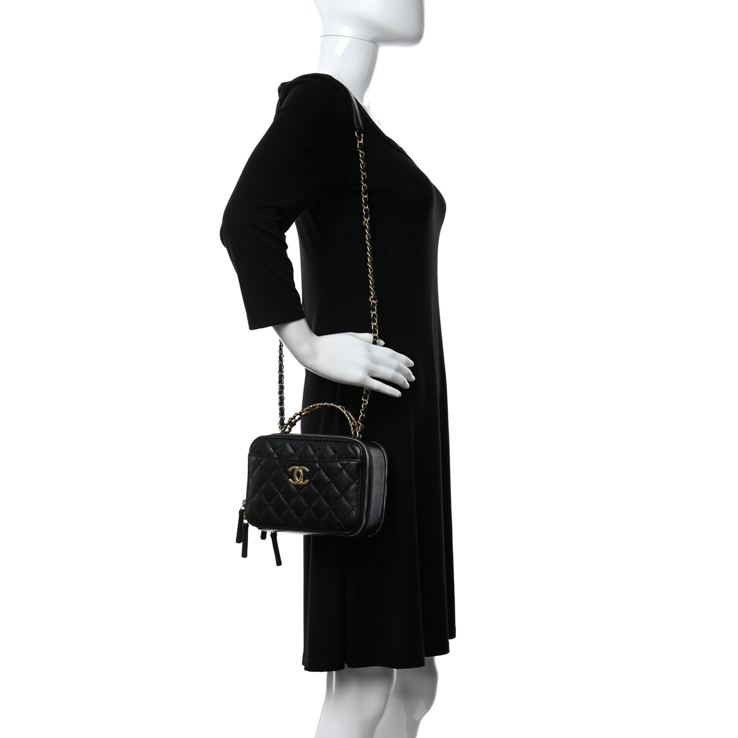 Caviar Quilted Small Pick Me Up Vanity Case Black