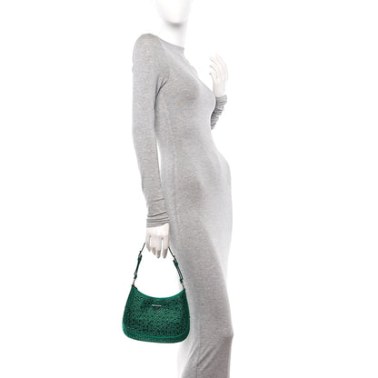 Prada Satin Crystal Cleo Adjustable Strap Shoulder Bag Mango 2 of 10