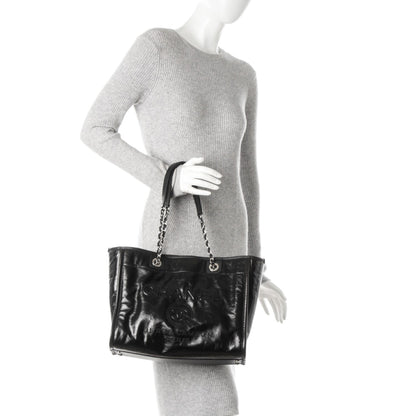 Chanel Glazed Calfskin Small Deauville Tote Black 2 of 7
