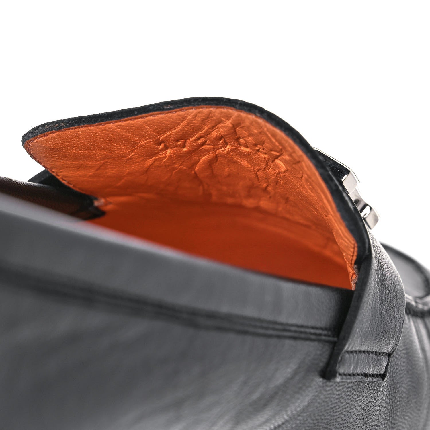 Hermes Goatskin Womens Paris Loafers 38.5 Black 8 of 9