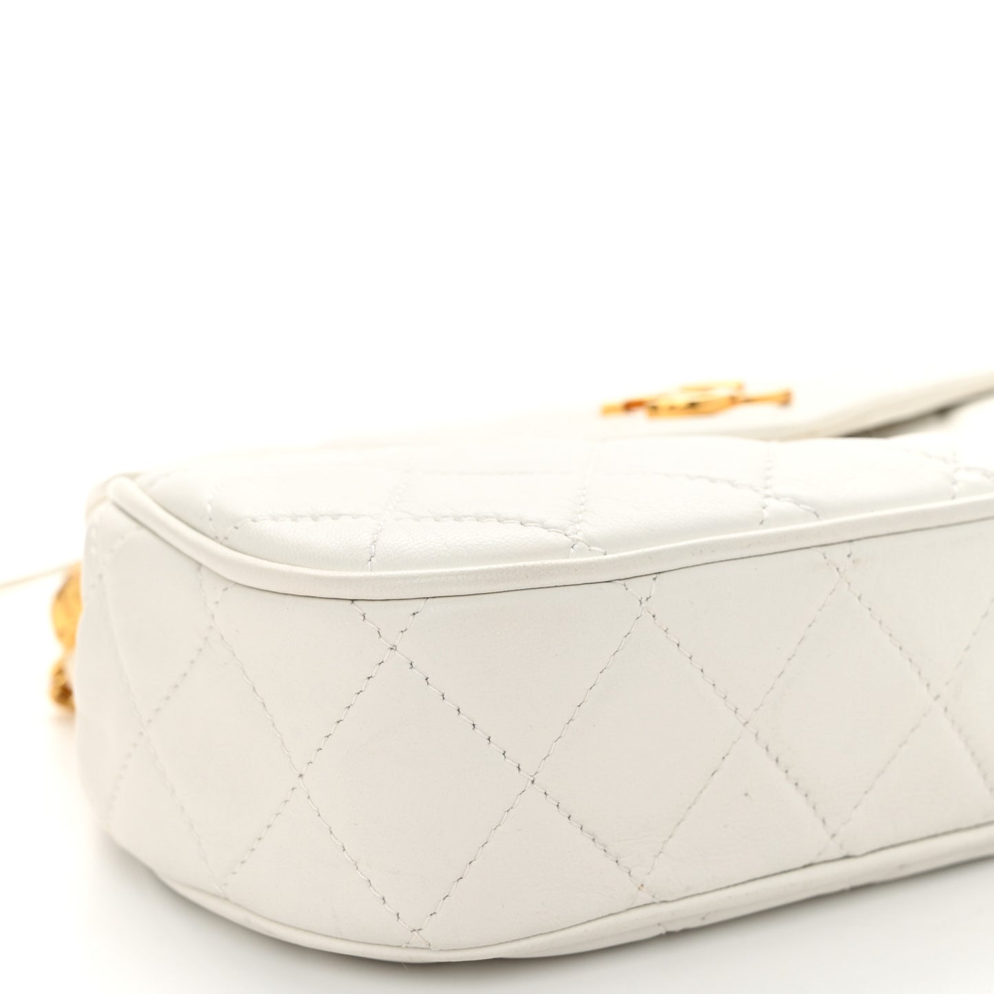 Lambskin Quilted Tassel Flap White
