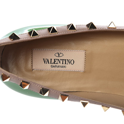 Valentino Garavani Patent Rockstud Ballerina Flats 38.5 Green Poudre 6 of 10