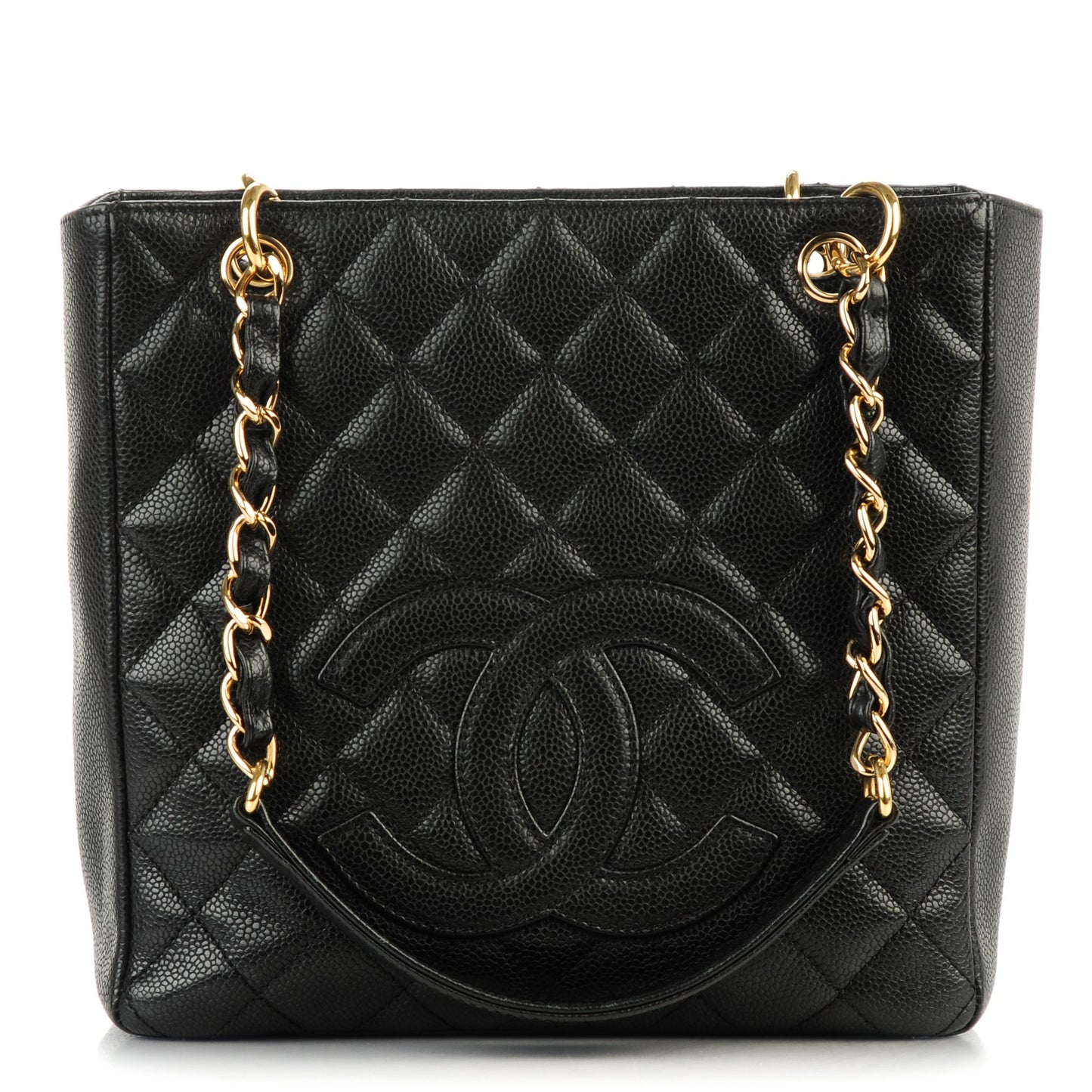Caviar Quilted Petit Shopping Tote PST Black