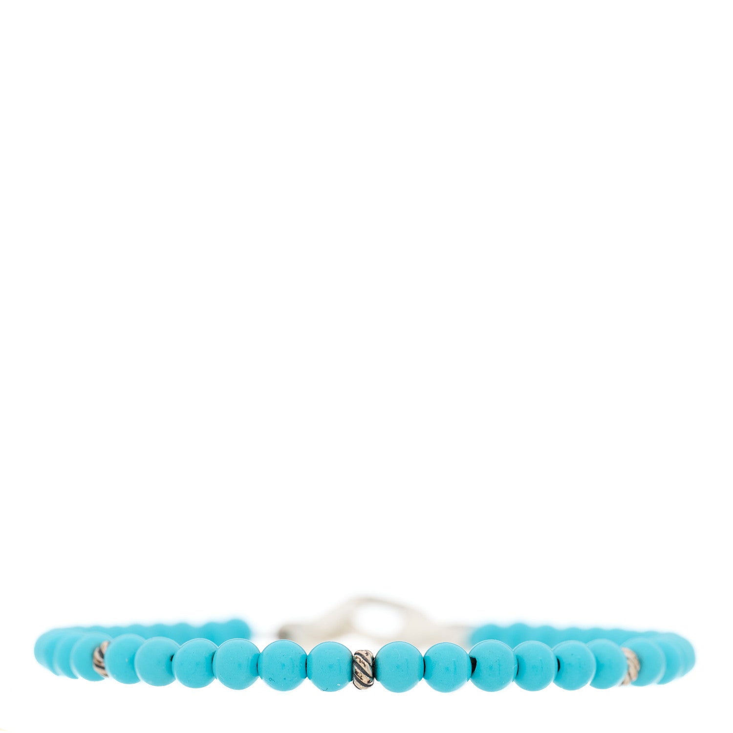 David Yurman Sterling Silver Turquoise 4mm Spiritual Beads Adjustable Bracelet 1 of 3