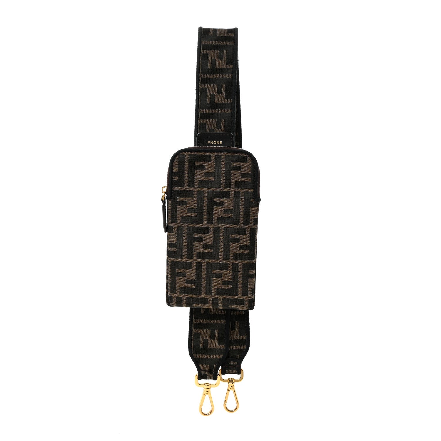 Fendi Fabric Jacquard FF 1974 Cell Pocket Strap You Tobacco Moro Black 1 of 8