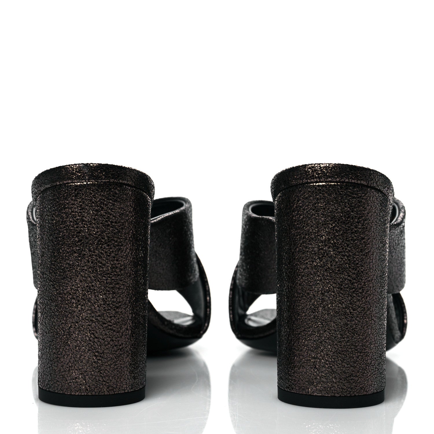 Saint Laurent Metallic Supercrack Calfskin LouLou 95 Mule Sandals 39 Nero Gun Metal 5 of 10
