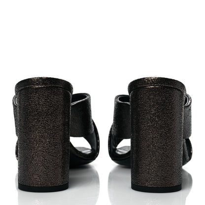 Saint Laurent Metallic Supercrack Calfskin LouLou 95 Mule Sandals 39 Nero Gun Metal 5 of 10