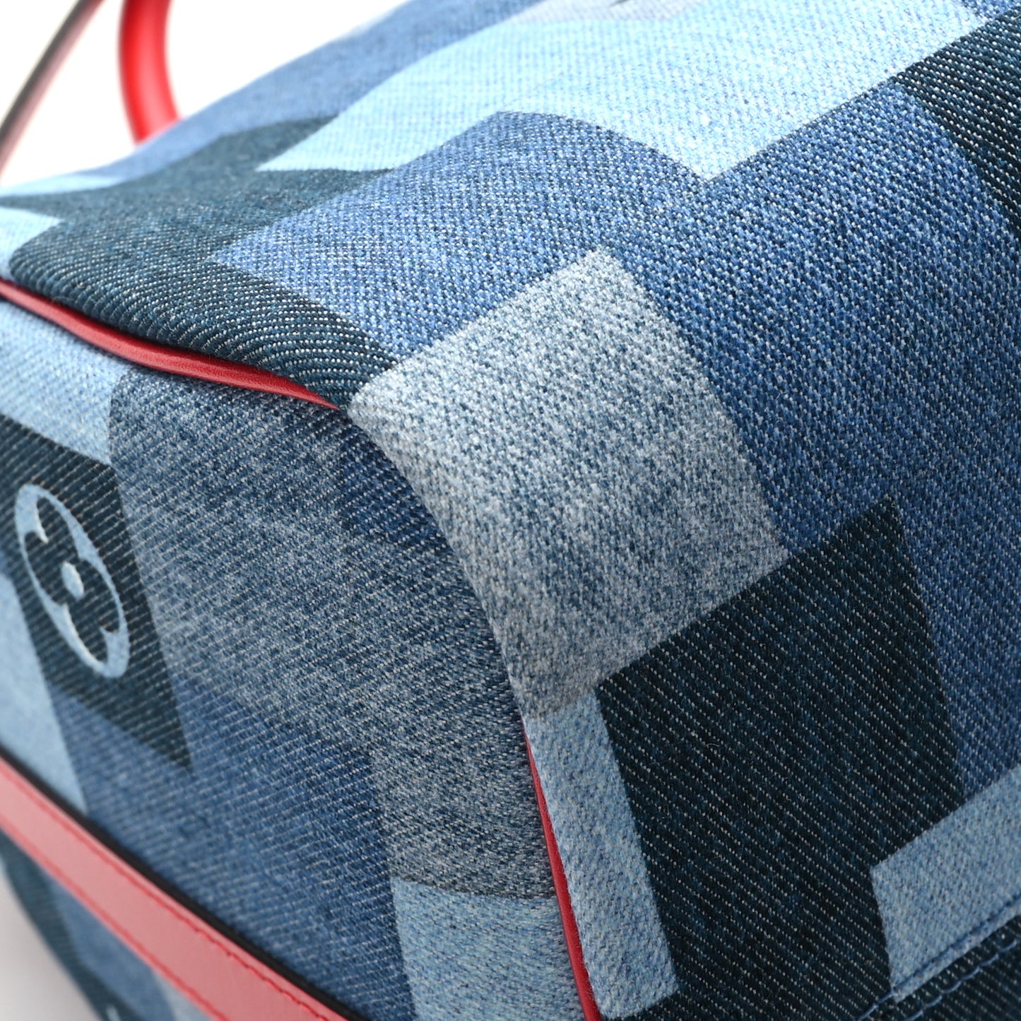 Denim Damier Monogram Patchwork Speedy Bandouliere 30 Blue Rouge