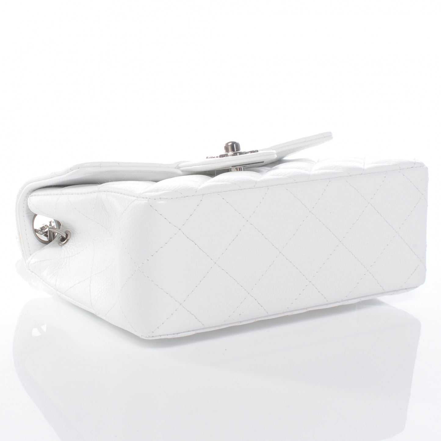 Caviar Quilted Mini Square Flap White