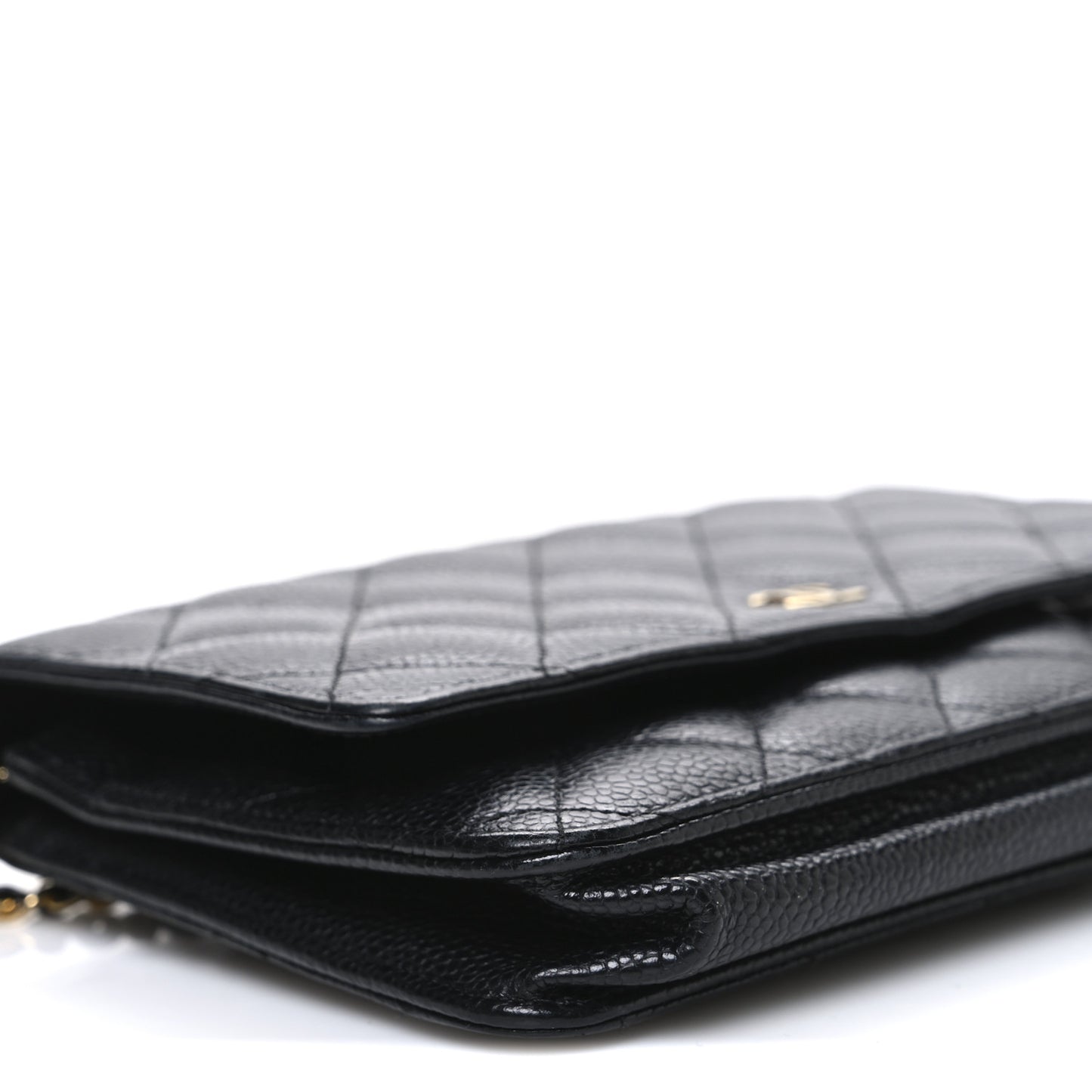 Caviar Quilted Wallet on Chain WOC Black