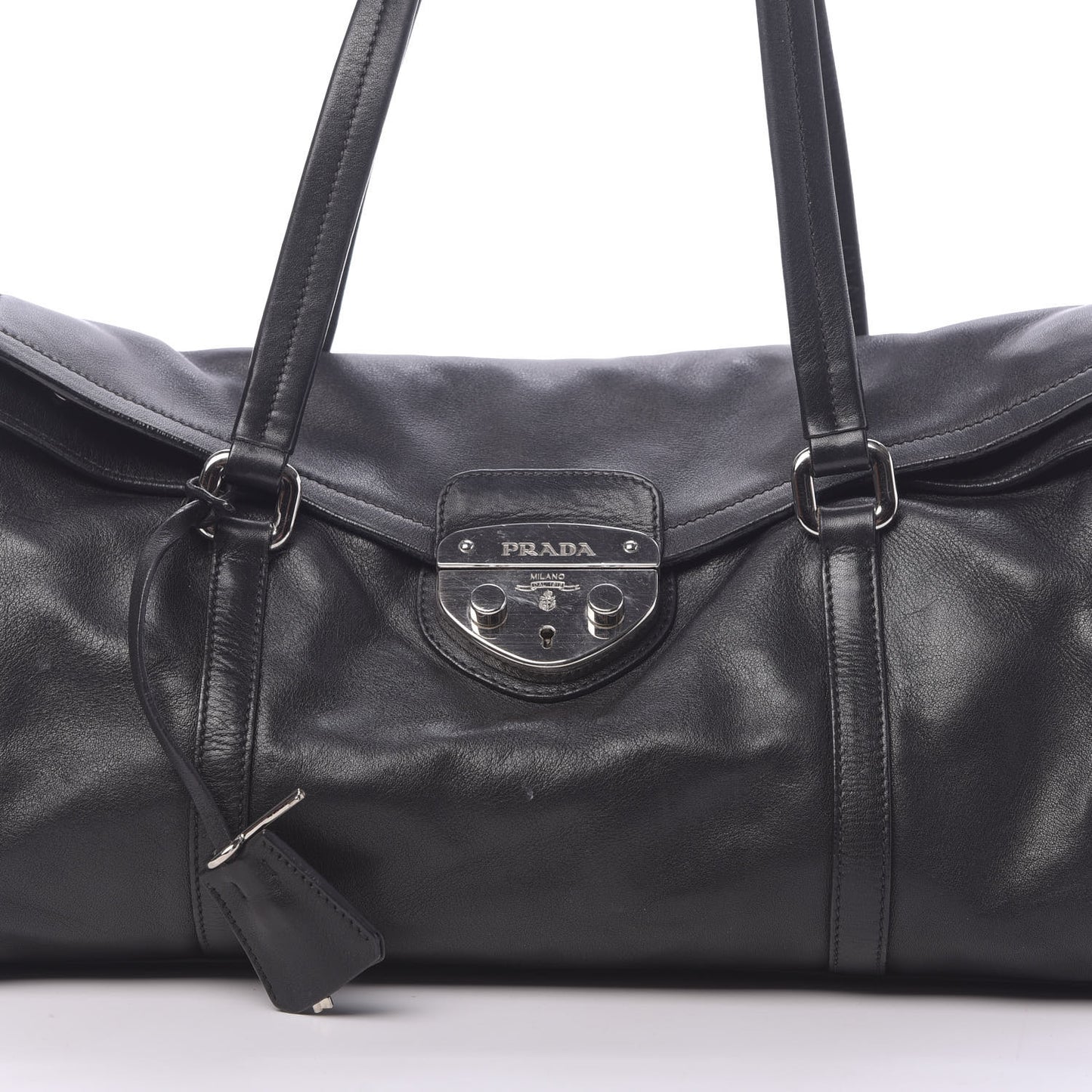 Royal Calf Easy Foldover Pushlock Satchel Black