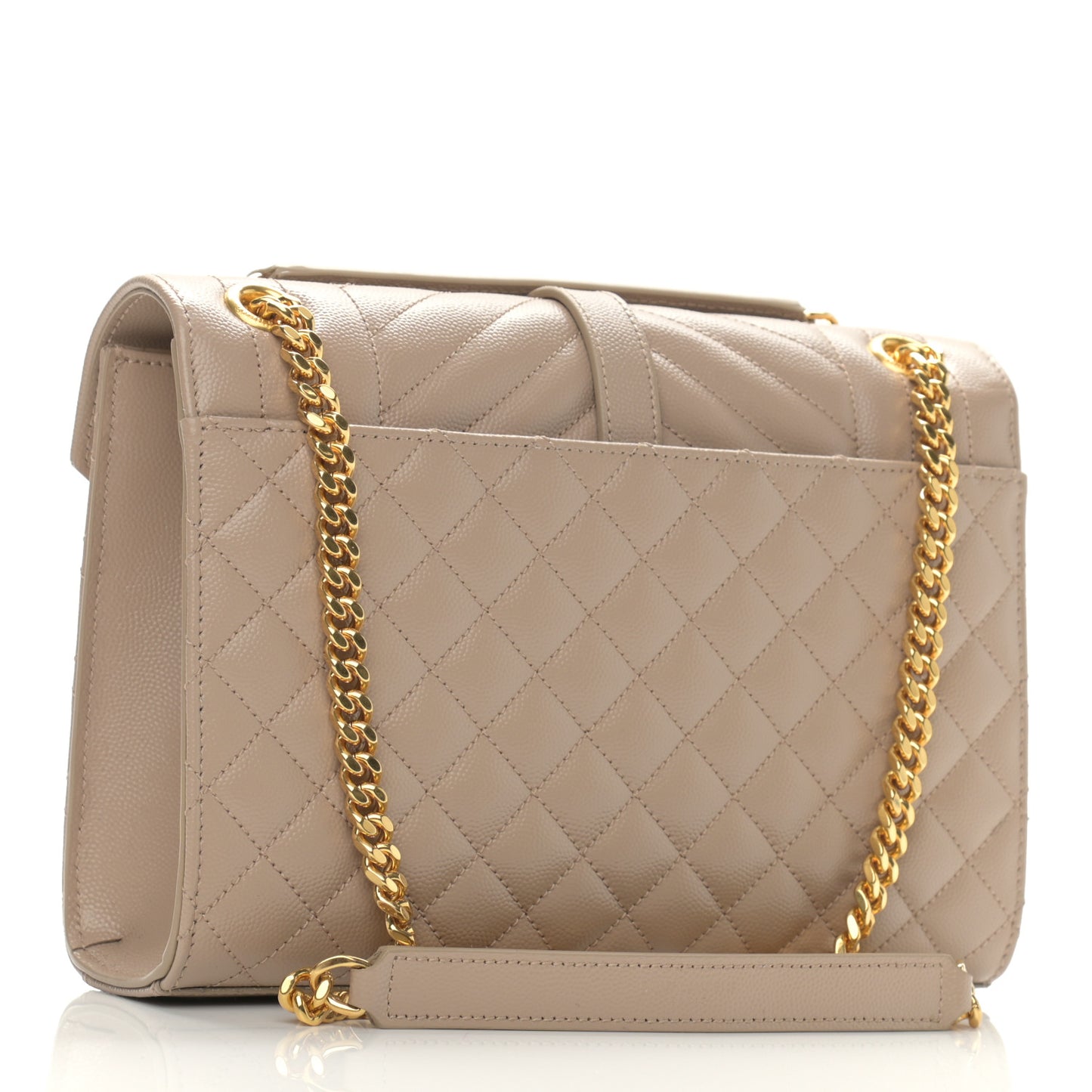 Grain De Poudre Textured Mixed Matelasse Medium Triquilt Monogram Satchel Dark Beige