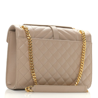 Saint Laurent Grain De Poudre Textured Mixed Matelasse Medium Triquilt Monogram Satchel Dark Beige 3 of 10