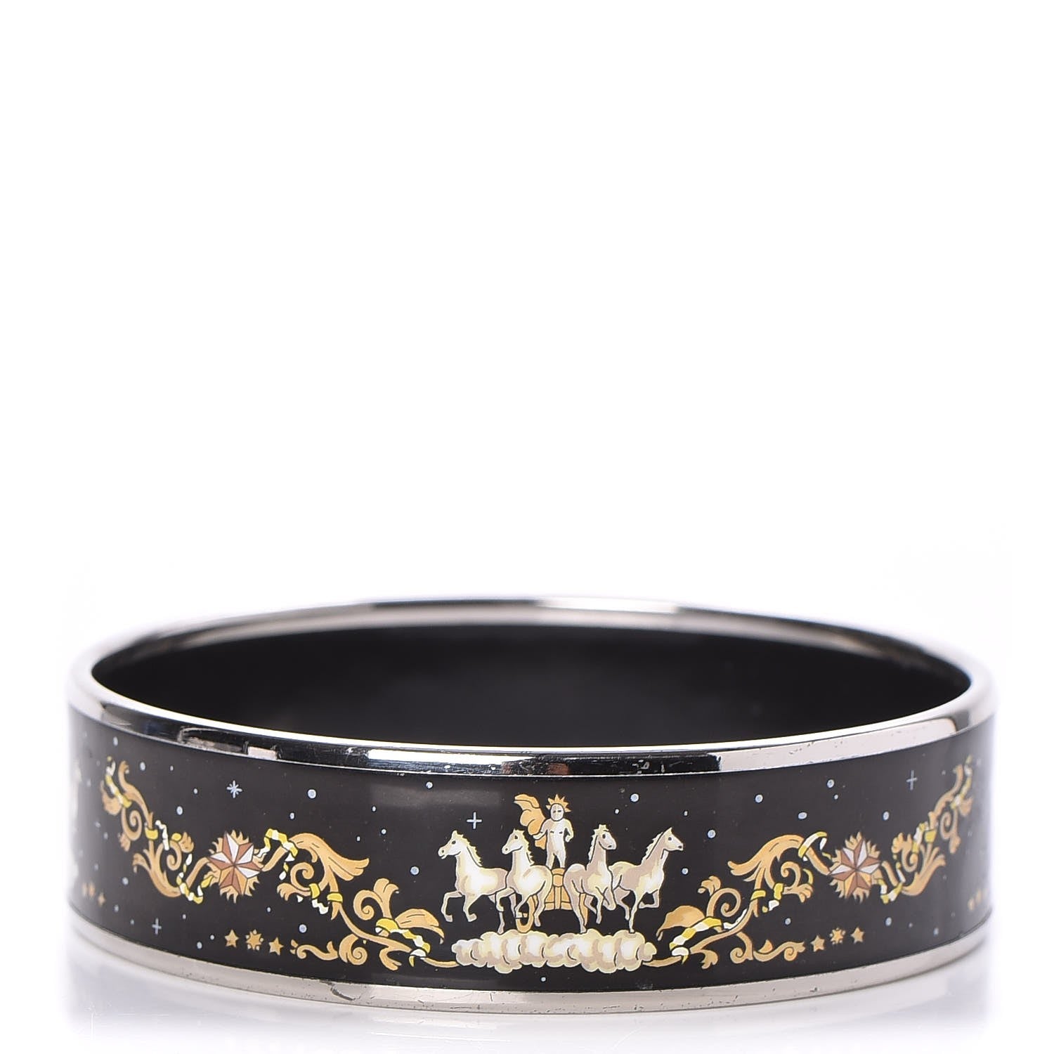 Hermes Enamel Printed Celestial Mythology Wide Bracelet 70 Black 1 of 5