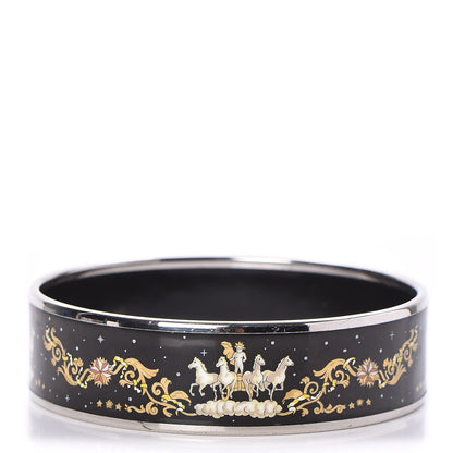 Hermes Enamel Printed Celestial Mythology Wide Bracelet 70 Black 1 of 5