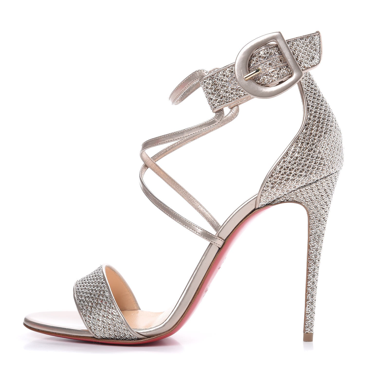 Christian Louboutin Glitter Mesh Choca 100 Sandals 40.5 Colombe 1 of 9