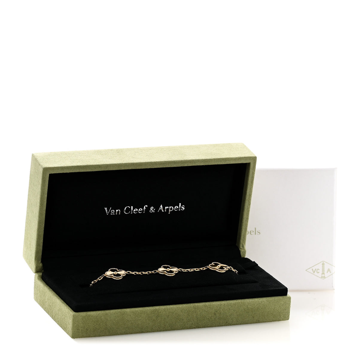 Van Cleef & Arpels 18K Yellow Gold 5 Motifs Guilloche Vintage Alhambra Bracelet 6 of 6