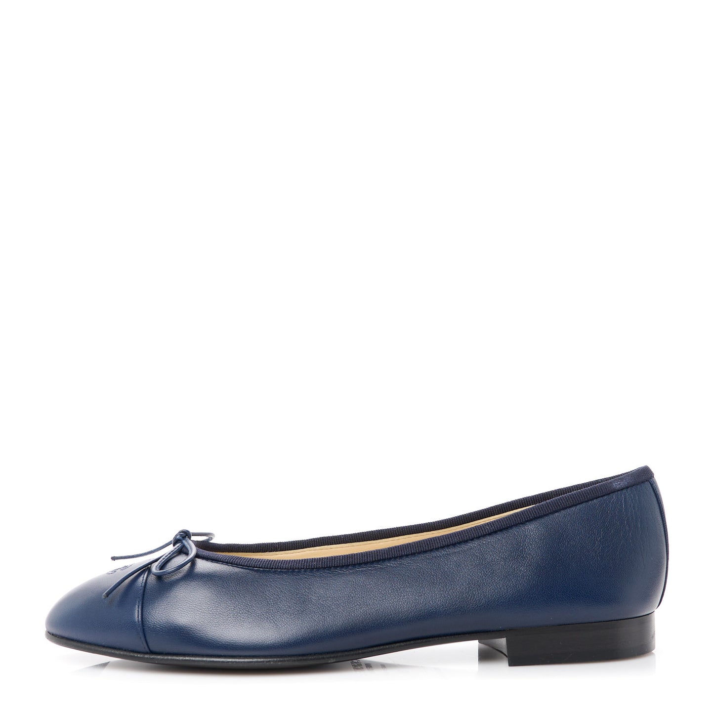Lambskin CC Cap Toe Ballerina Flats 38 Navy