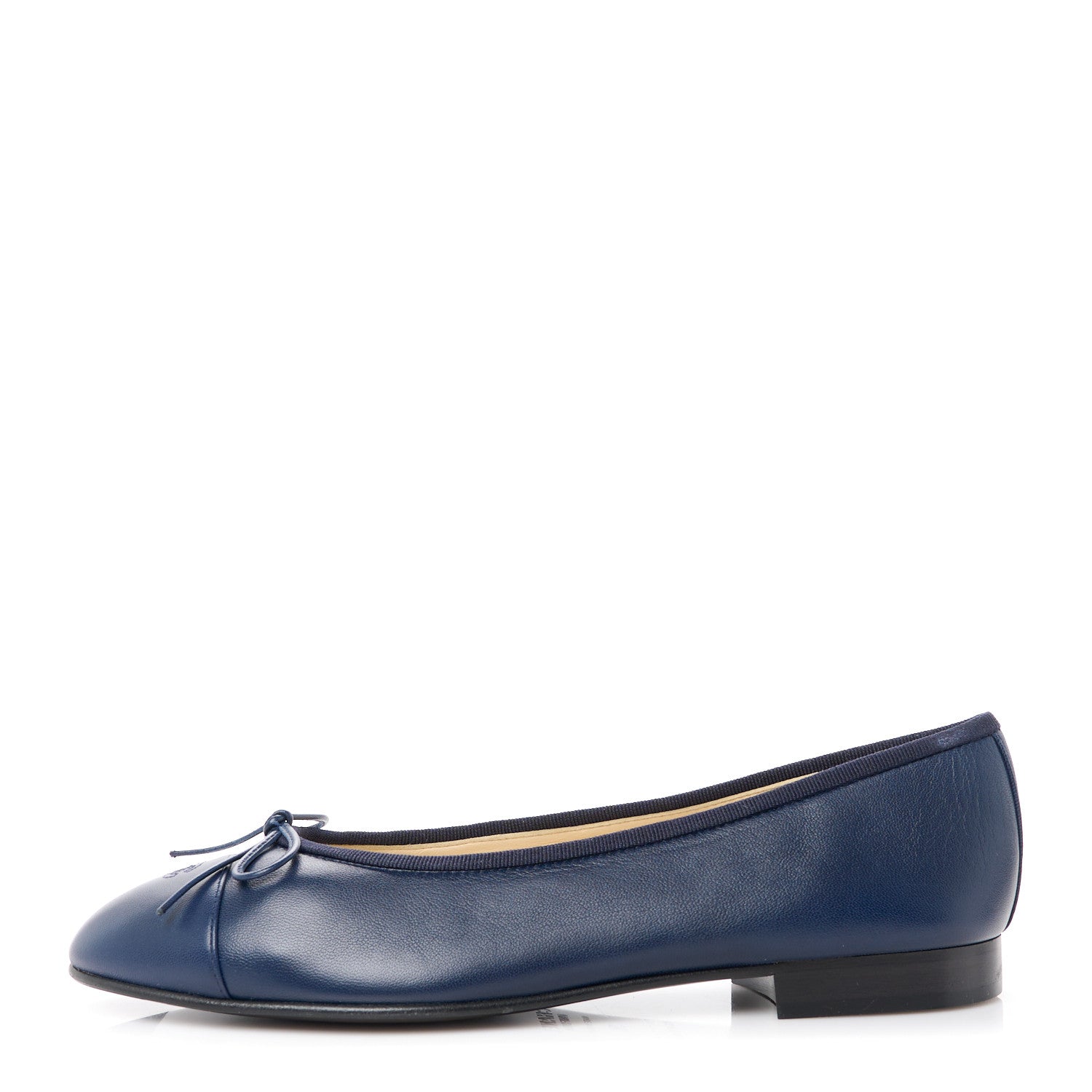 Chanel Lambskin CC Cap Toe Ballerina Flats 38 Navy 1 of 8