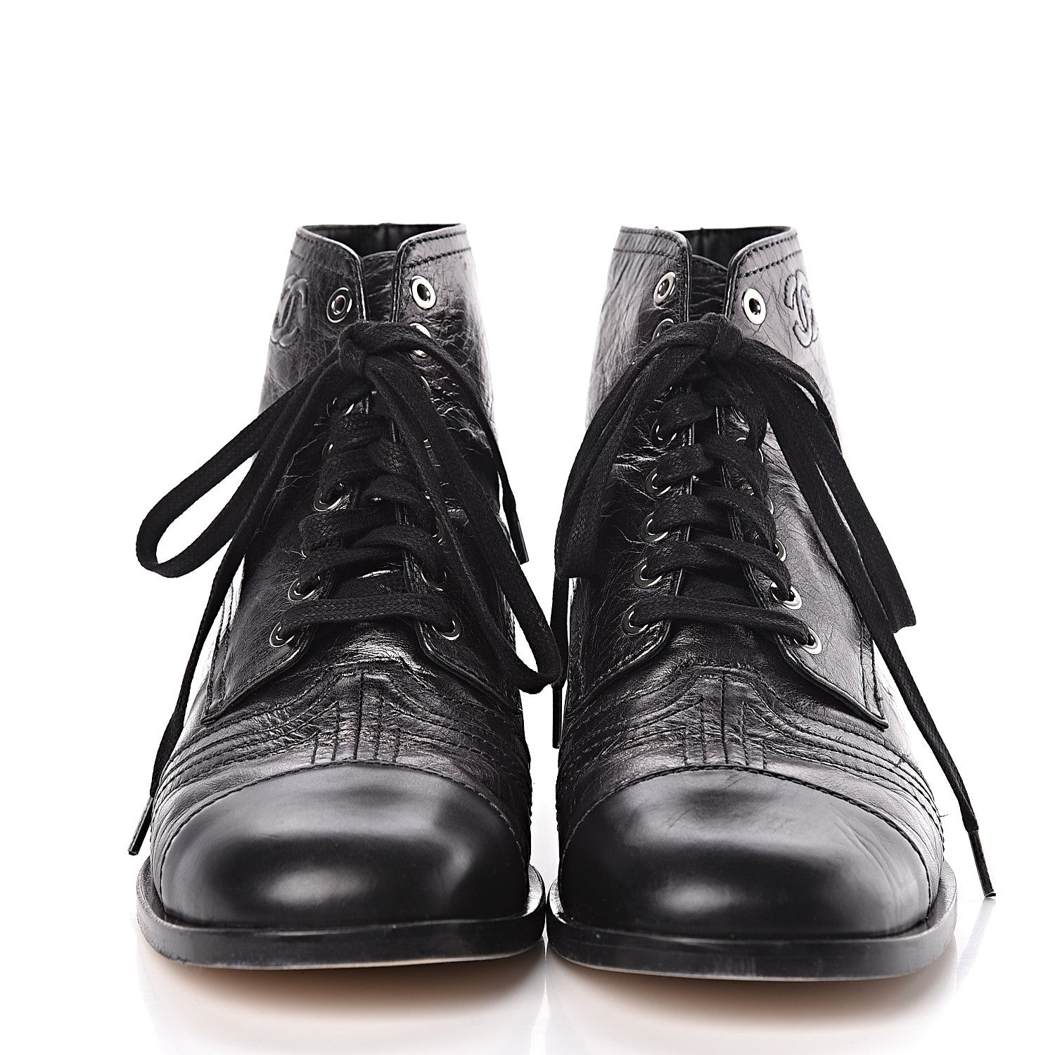Chanel Metallic Calfskin CC Ankle Boots 40.5 Silver Black 2 of 16