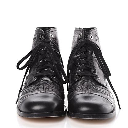 Chanel Metallic Calfskin CC Ankle Boots 40.5 Silver Black 2 of 16