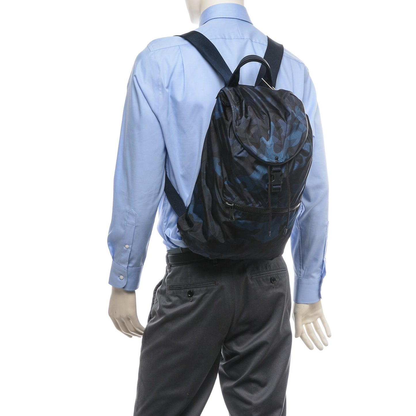 Nylon Printed Camustars Backpack Blue