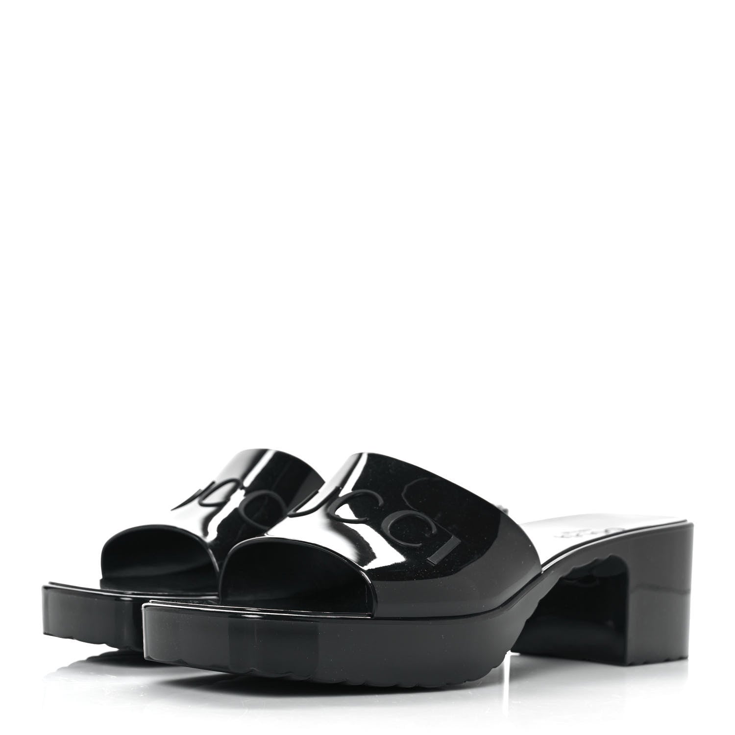 Gucci Rubber Gucci Logo Womens Platform 20/60mm Slide Sandals 39 Black 3 of 9