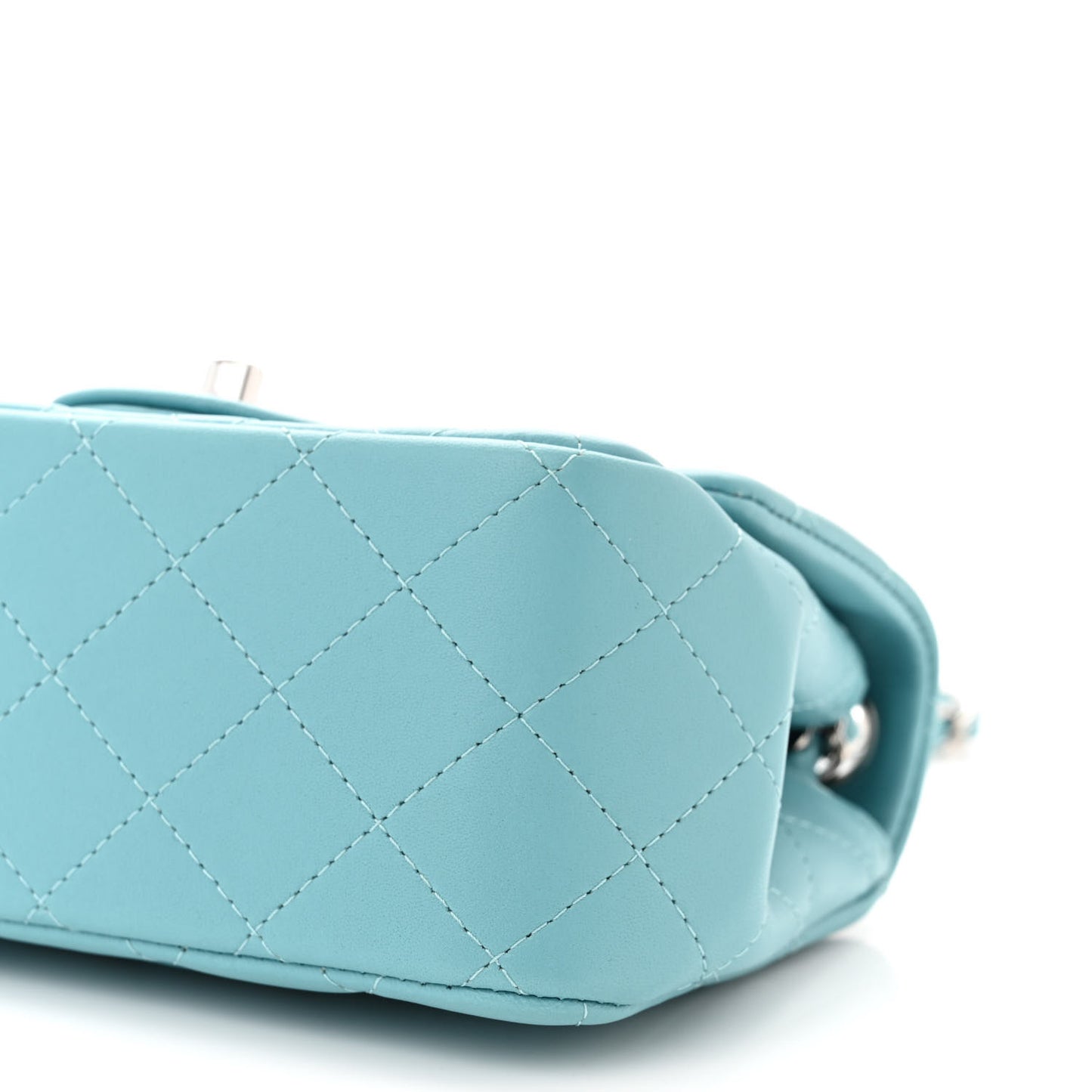 Lambskin Quilted Mini Square Flap Light Blue