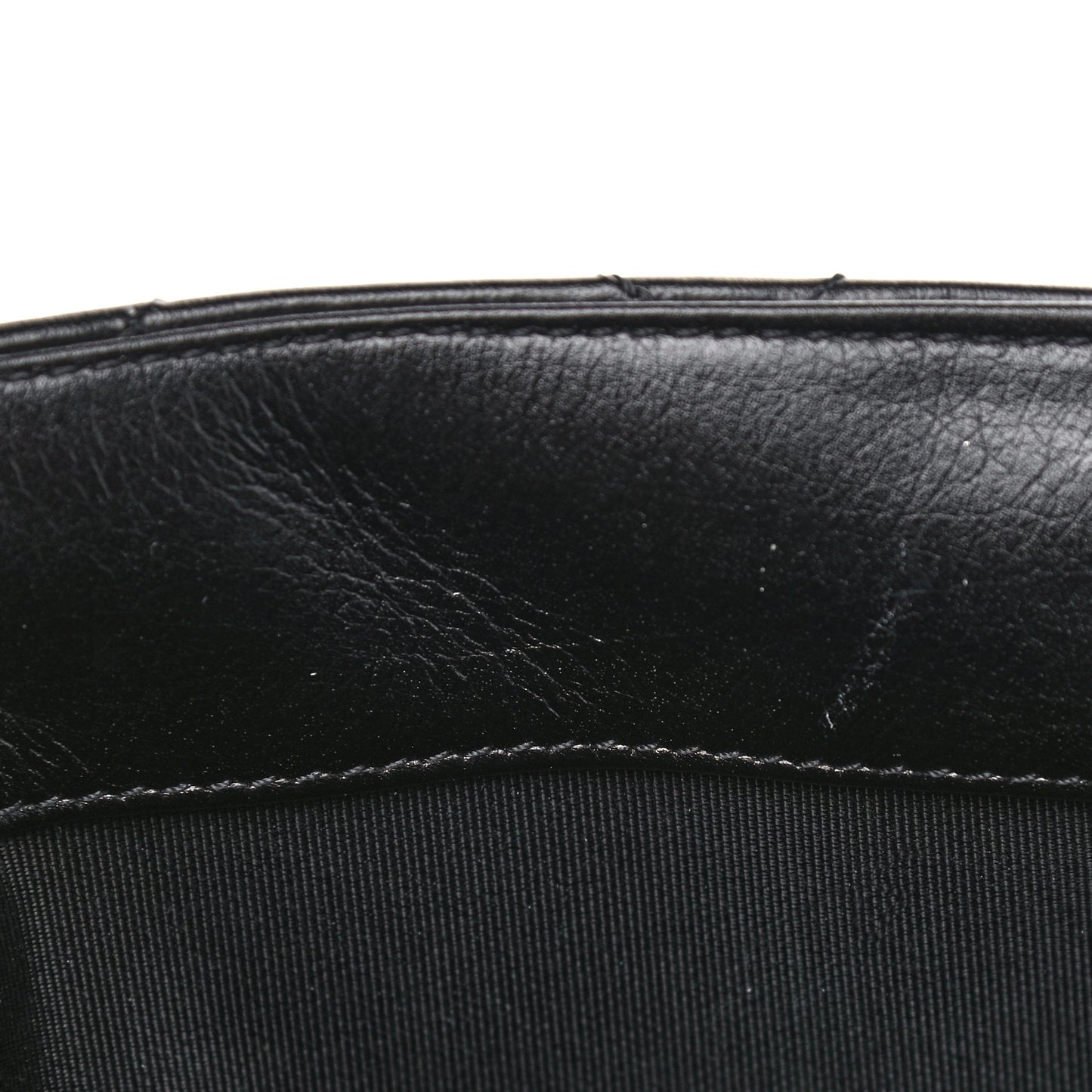 Crumpled Calfskin Quilted Large Chain All Over Flap Bag Black