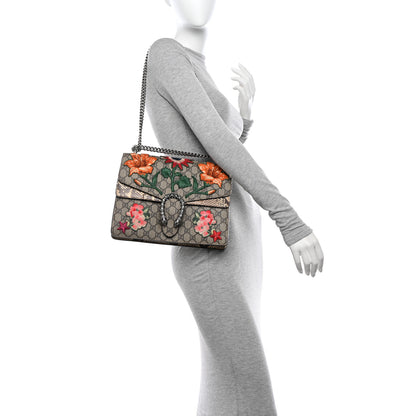 Gucci GG Supreme Monogram Snakeskin Flower Embroidered Medium Dionysus Shoulder Bag Beige Orange 2 of 15