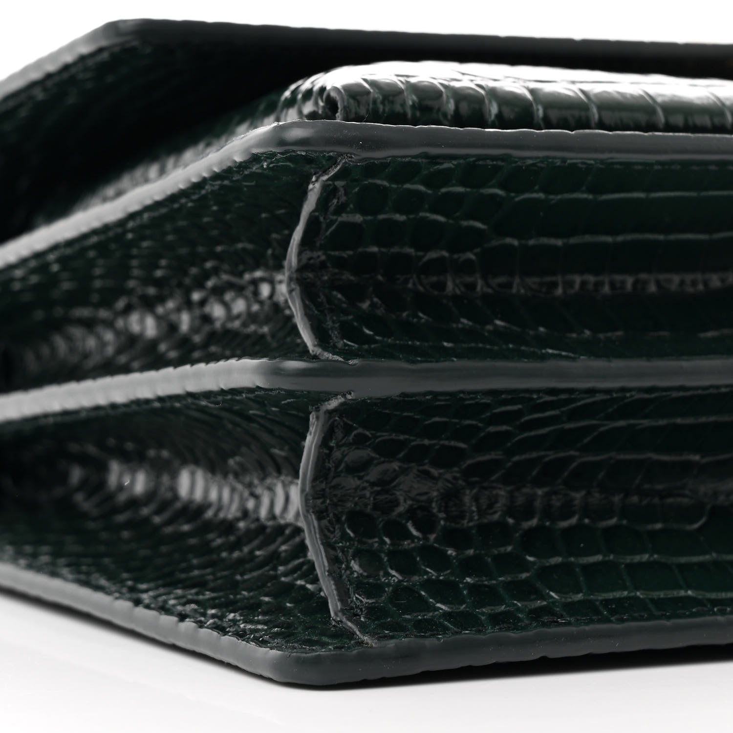 Saint Laurent Calfskin Crocodile Embossed Medium Monogram Sunset Dark Green 11 of 14