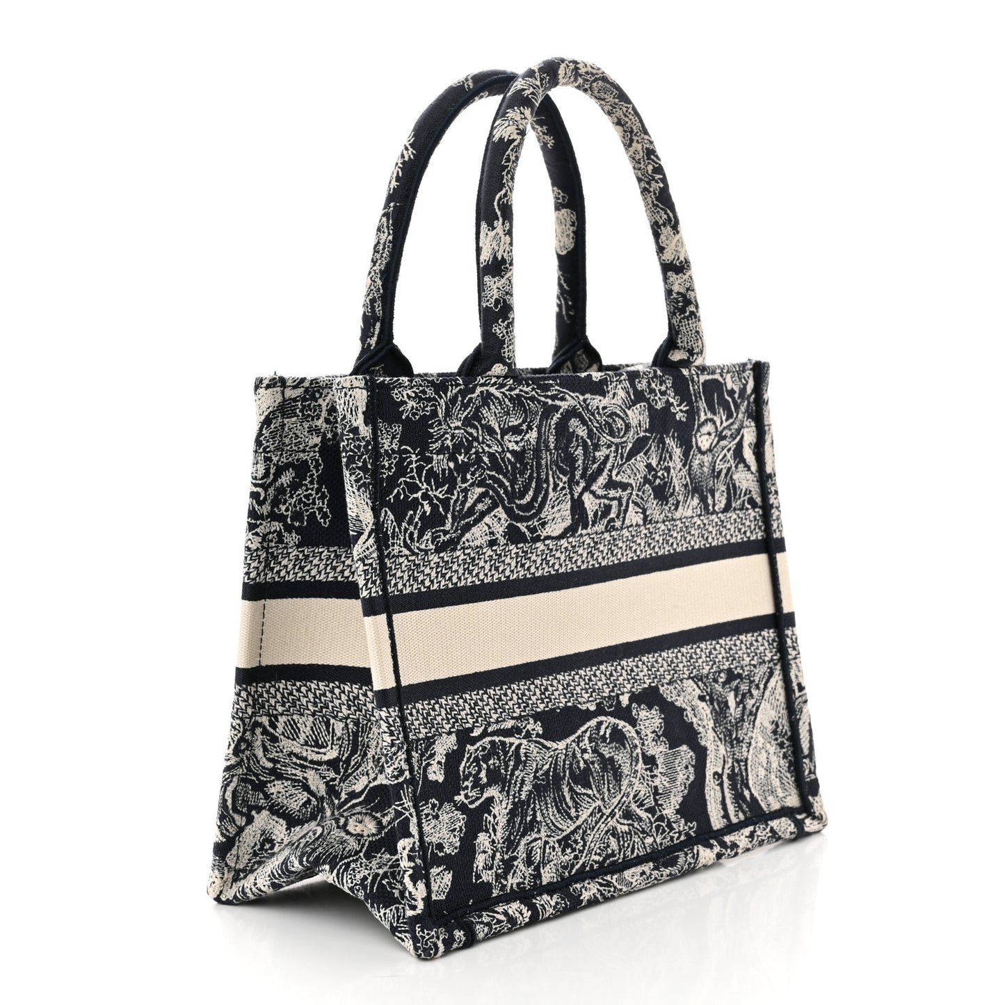 Canvas Embroidered Small Dioriviera Toile De Jouy Book Tote Blue
