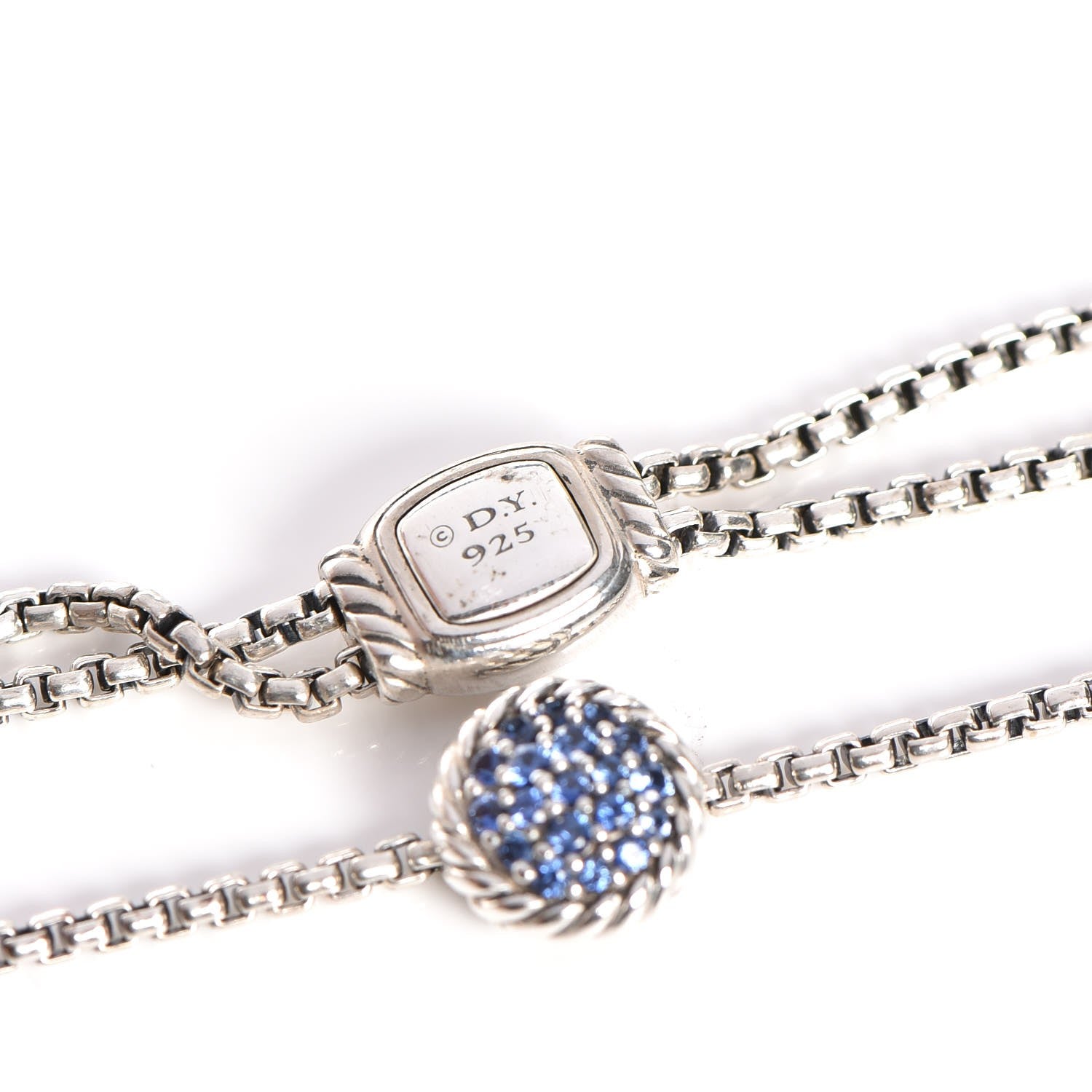 David Yurman Sterling Silver Blue Sapphire 9mm Petite Pave Bracelet 4 of 5