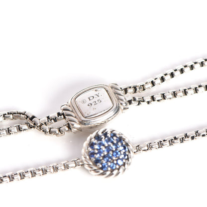 David Yurman Sterling Silver Blue Sapphire 9mm Petite Pave Bracelet 4 of 5