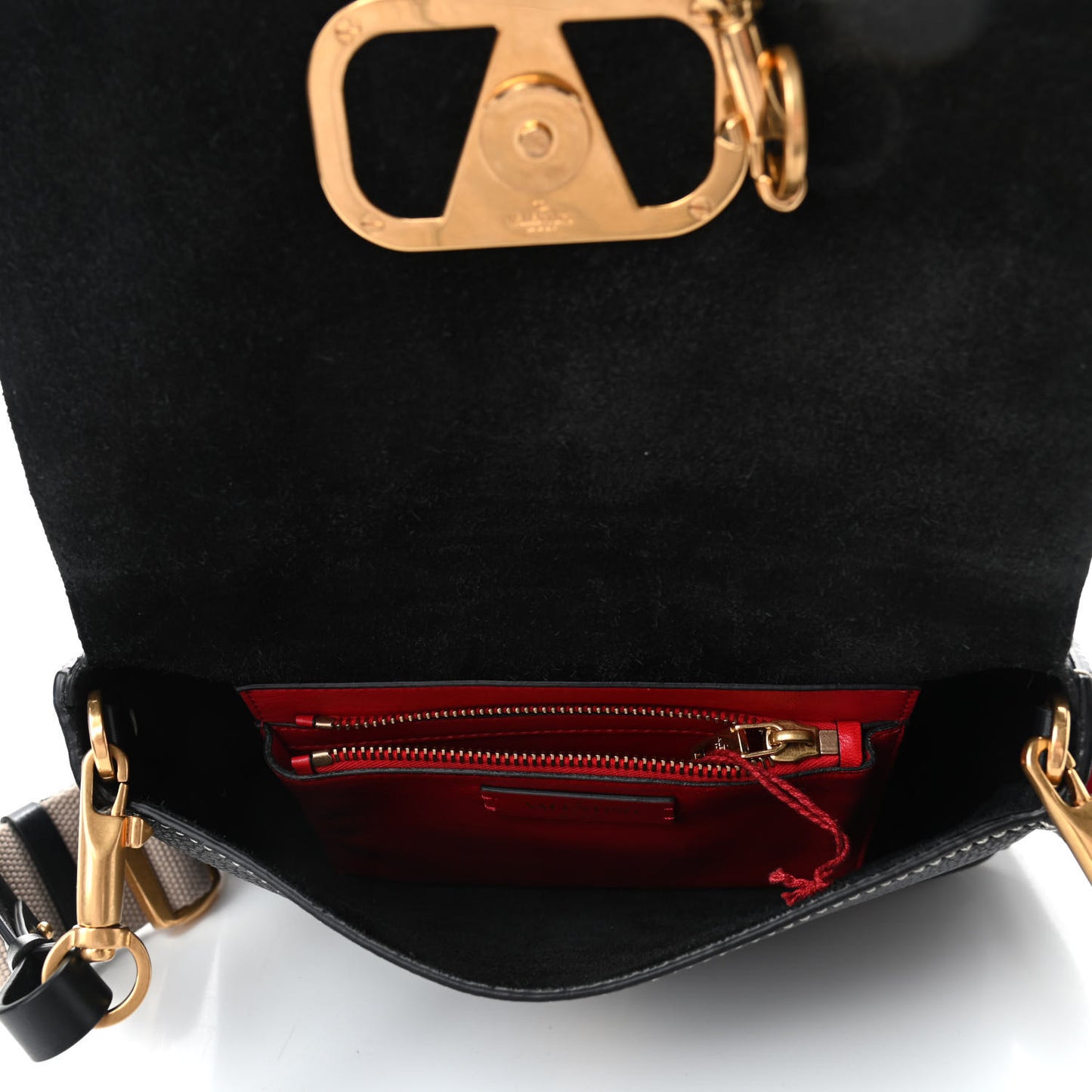 Pebbled Calfskin Small VRing Shoulder Bag Black
